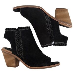 EUC Sofft Leather Open-Toe Booties Black Size 8